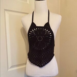 Black Crochet Halter Top… 70’s vibe. NWT